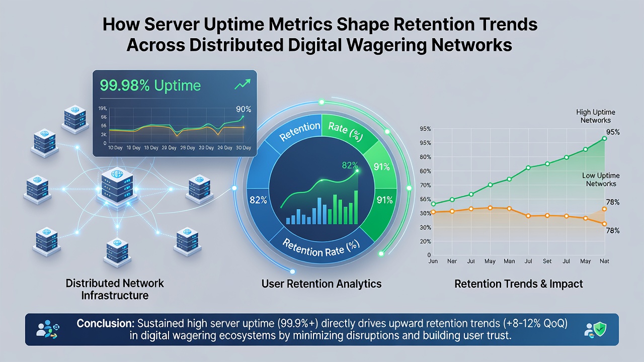 Analytics graphs showing player retention trends correlated with server uptime in wagering platforms