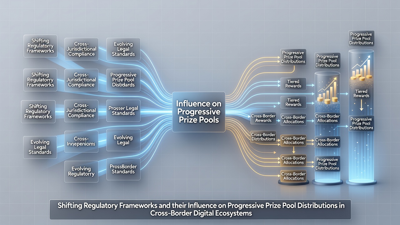 Diagram displaying cross-platform wagering connections with highlighted regulatory compliance checkpoints affecting prize pool flows