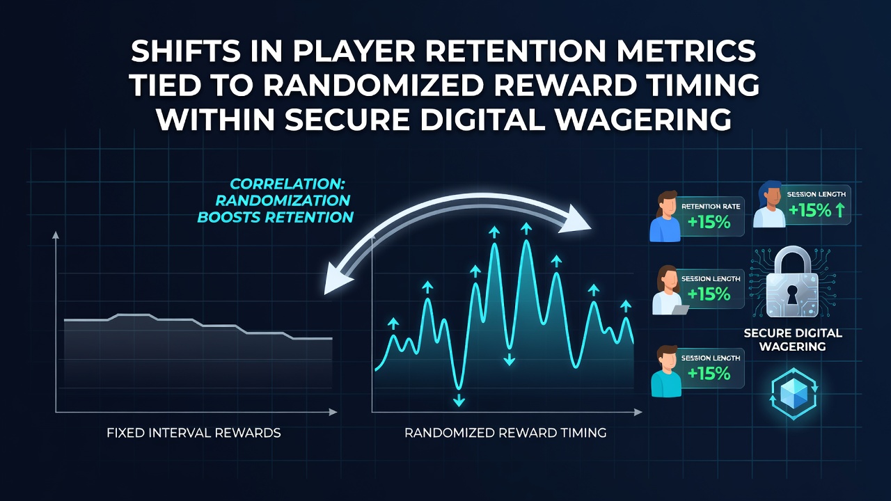 Graph illustrating player retention metric changes linked to randomized reward schedules in protected wagering systems