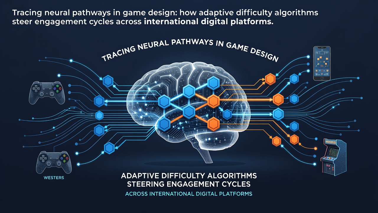 Visualization of adaptive difficulty algorithms mapping player neural engagement patterns in digital game environments
