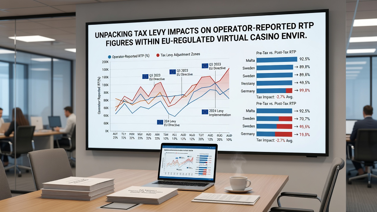 Charts illustrating correlations between EU tax rates and average RTP disclosures across regulated virtual casino operators